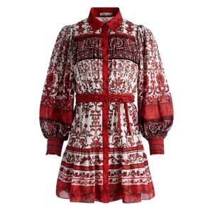 Alice + Olivia Tiffie Floral Print Cotton Mini Dress Red Size 2‎